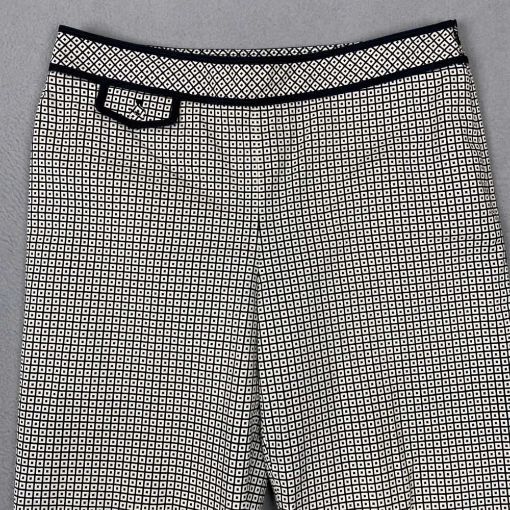 Talbots Geometric Square Print Stretch Cropped Dress Pants Womens 10 Black Ivory - Picture 3 of 11